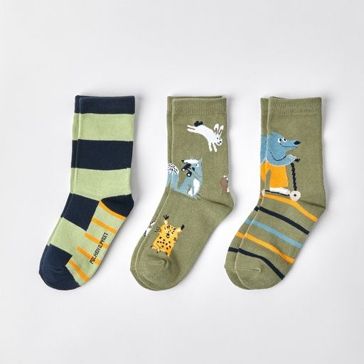 [01-28492.10] FLAX 3-PACK SOCKS AOP (Grün, 31)