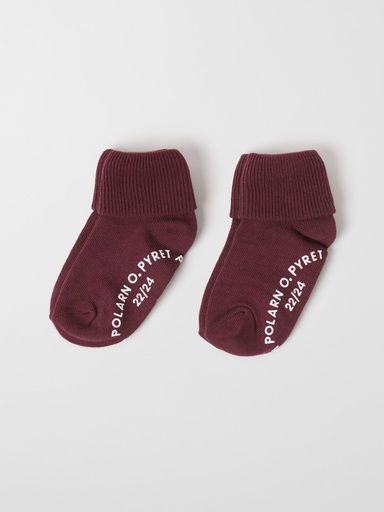 [01-30106.19] Turnup 2-Pack Kids Socks Solid (Bordeaux, 19)