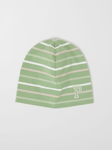 [01-32067.14]  Dünne Jersey Mütze gestreift aus Bio-Baumwolle (Grün, 48)