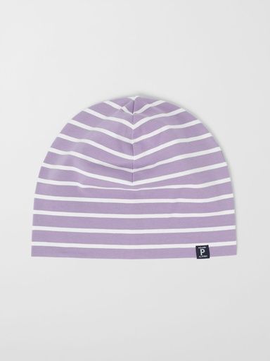 [01-32068.3] Dünne, gestreifte Jersey Mütze aus Bio-Baumwolle (Violett, 48)