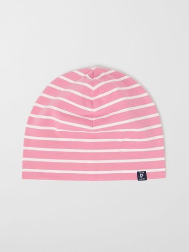 [01-32068.12] Dünne, gestreifte Jersey Mütze aus Bio-Baumwolle (Pink, 48)