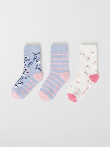 [01-32074.5] 3-er Pack Socken gemustert aus Bio-Baumwolle (Babyblau, 22)