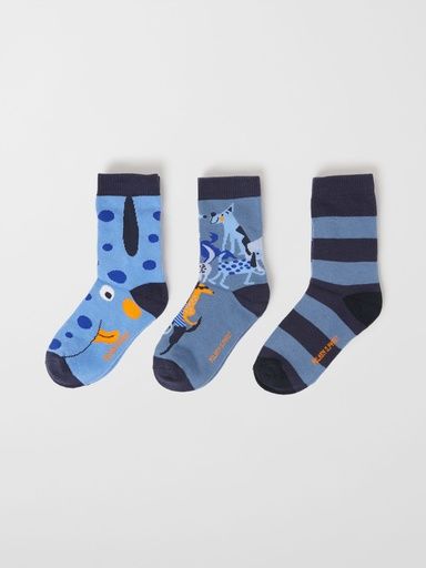 [01-32074.10] 3-er Pack Socken gemustert aus Bio-Baumwolle (Blau, 22)
