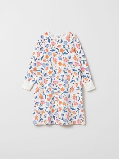 [01-32076.0] Kinder Nachthemd mit Bündchen geblühmt Bio-Baumwolle (98-104)