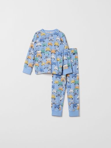 [01-32175.0] Schlafanzug  Pyjama mit Bündchen zum Umschlagen Fahrzeuge (98-104)
